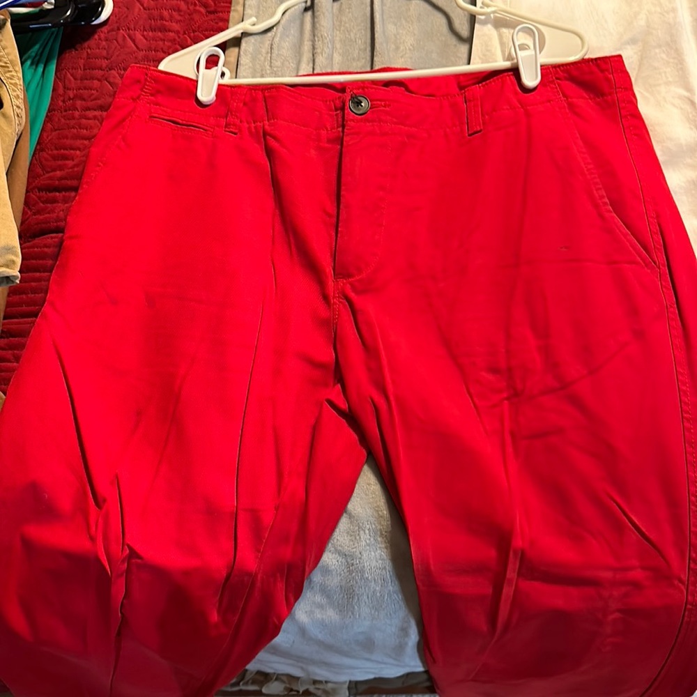 JcPenny Red Flat Front Chino Khaki Pants 38X30